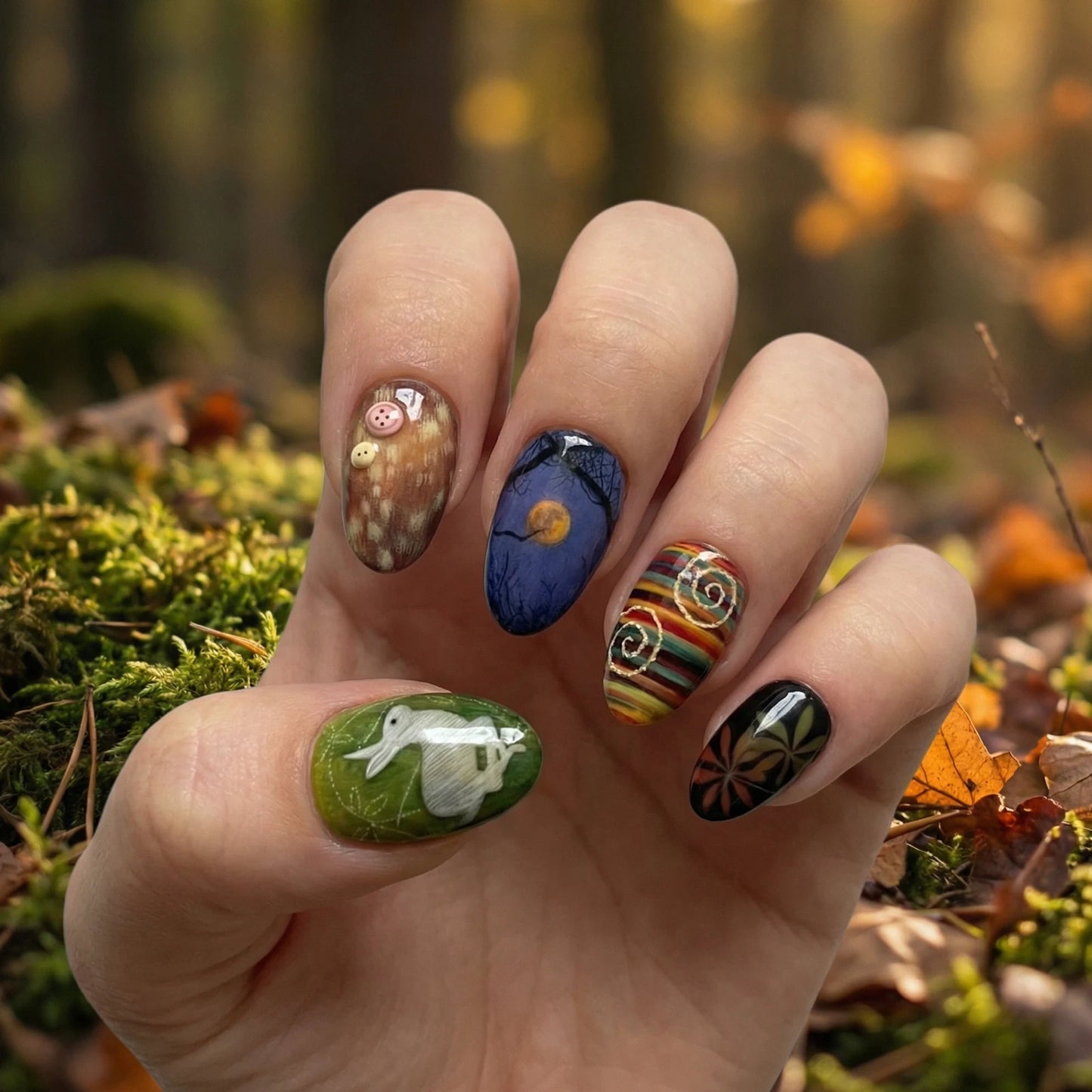 24pc Almond Press On Nails – Vintage Plaid Design | YADORNOS