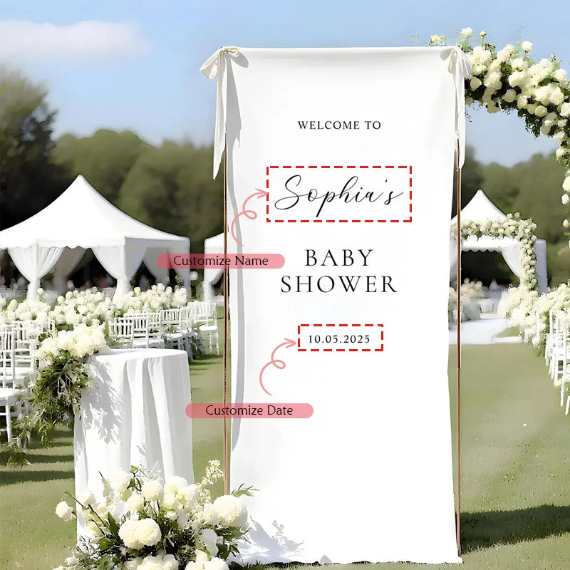 Personalized Baby Shower Welcome Sign | Custom Fabric Banner