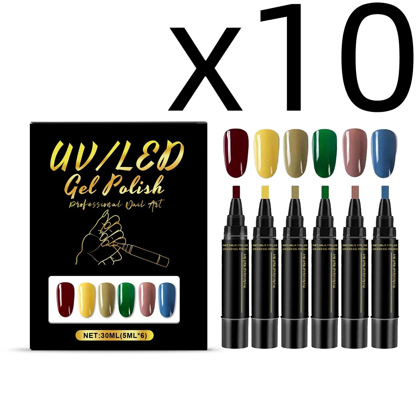 6 Color Nail Polish Pen Bright Color Smooth Drawing Quick Dry Long Wear Easy Grip Portable DIY Nail Creation Nail Art Pens Set Peaceful Pleasures Health and Wellness 6pcs Boxed X 10PCS