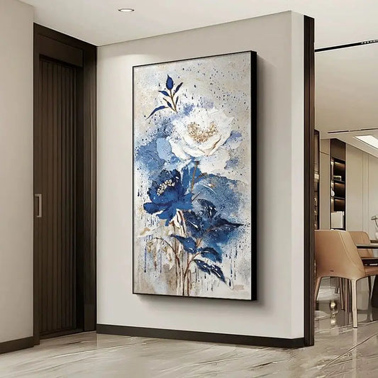 Pure Hand Drawn Canvas Oil Painting,Light Luxury Flowers Wall Art Decoration Poster,Textured Abstract Image Living Room Bedroom Peaceful Pleasures Health and Wellness