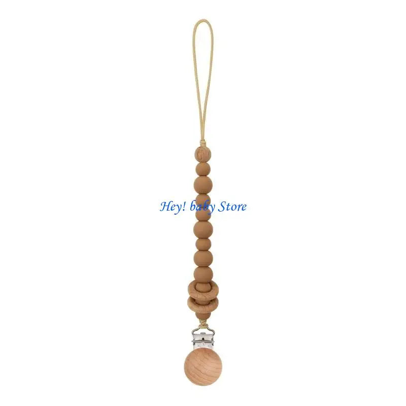 Handmade Wooden Silicone Baby Pacifier Soother Chain | 0–12M
