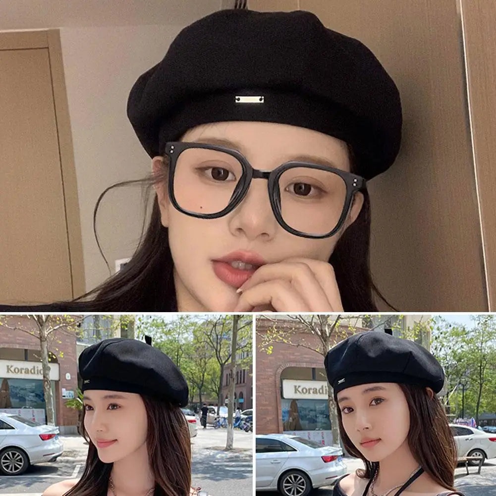 Women's Vintage French Plaid Beret Hat – Painter Style Cap