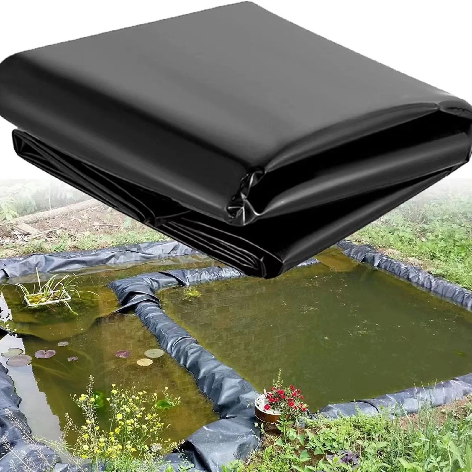 Fish Pond Liner Cloth Waterproof Gardens Pools Membrane Black Flexible Streams Fountains Reinforced Landscaping Pool Liner Peaceful Pleasures Health and Wellness