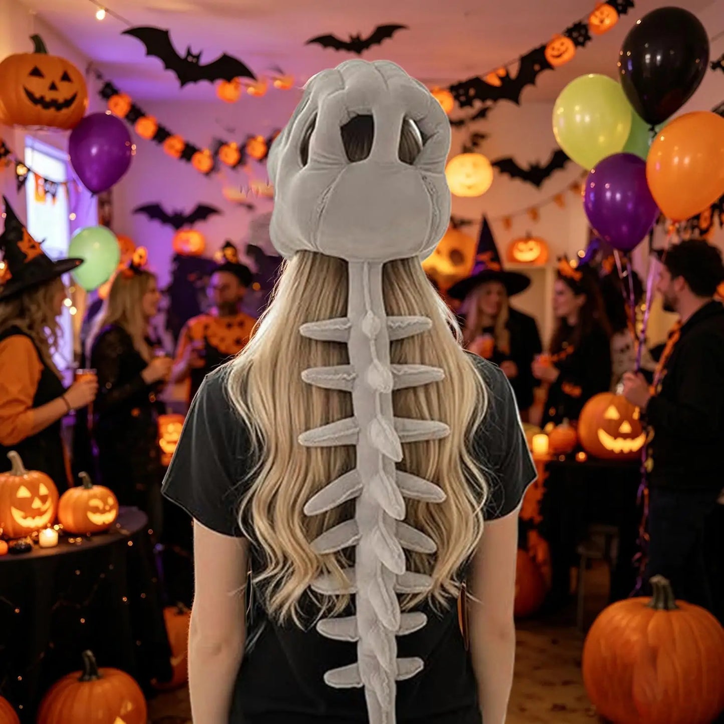 Funny Dinosaur Skeleton Headpiece Wearable Plush Costume Hat Soft Dino Skull Toy For Adults Kids Boys Girls Home Halloween Party Peaceful Pleasures Health and Wellness