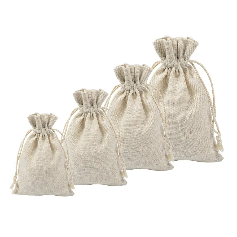 4Pcs Empty Drawstring Sachet Bags for Tea Jewelry Spices Lavender Dried Herbs Pocket Watch Bracelet Stone Travel Storage Soft Peaceful Pleasures Health and Wellness