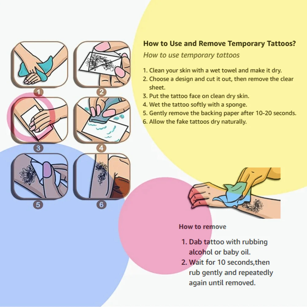 63-Piece Waterproof Temporary Tattoo Stickers – Fun Body Art