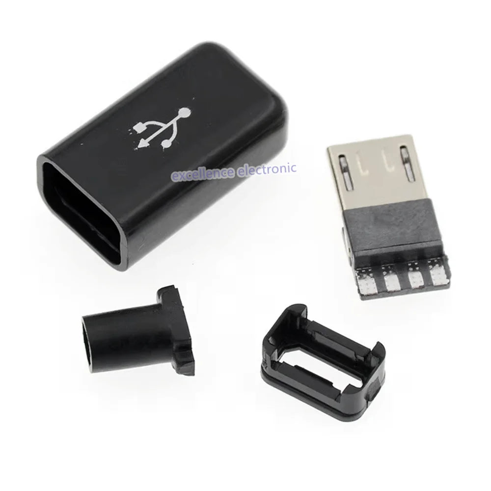 10Pcs USB Connectors Type B/Micro/Mini/USB2.0 Type A Male Female Assembly Adapter DIY Soldering Repair Data Charging Plug Socket Peaceful Pleasures Health and Wellness Micro 2A black 4in1