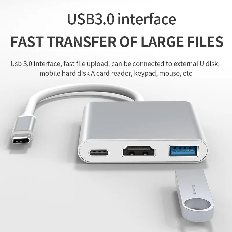3-in-1 USB-C Hub | 100W PD, USB 3.0 & 4K HDMI for MacBook