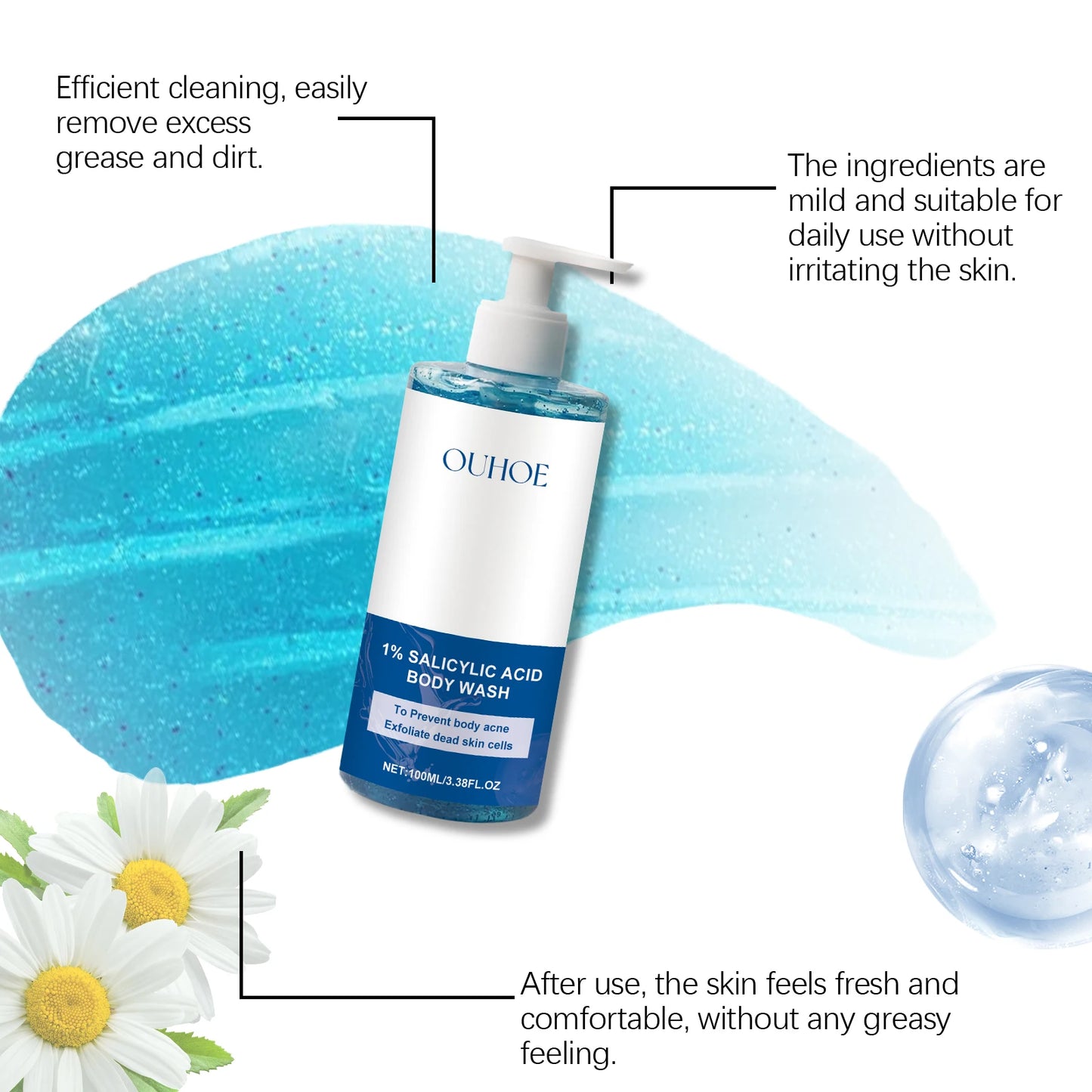 Salicylic Acid Body Wash – Acne, Pores & Exfoliating Shower Gel Acne Body Wash Peaceful Pleasures Health and Wellness