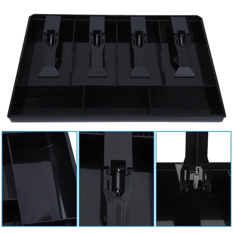 Cash Drawer Register Insert Tray Replacement Cashier with Metal Clip 4 Bills 3 Coins for Petty Cash Money Storage Box Peaceful Pleasures Health and Wellness
