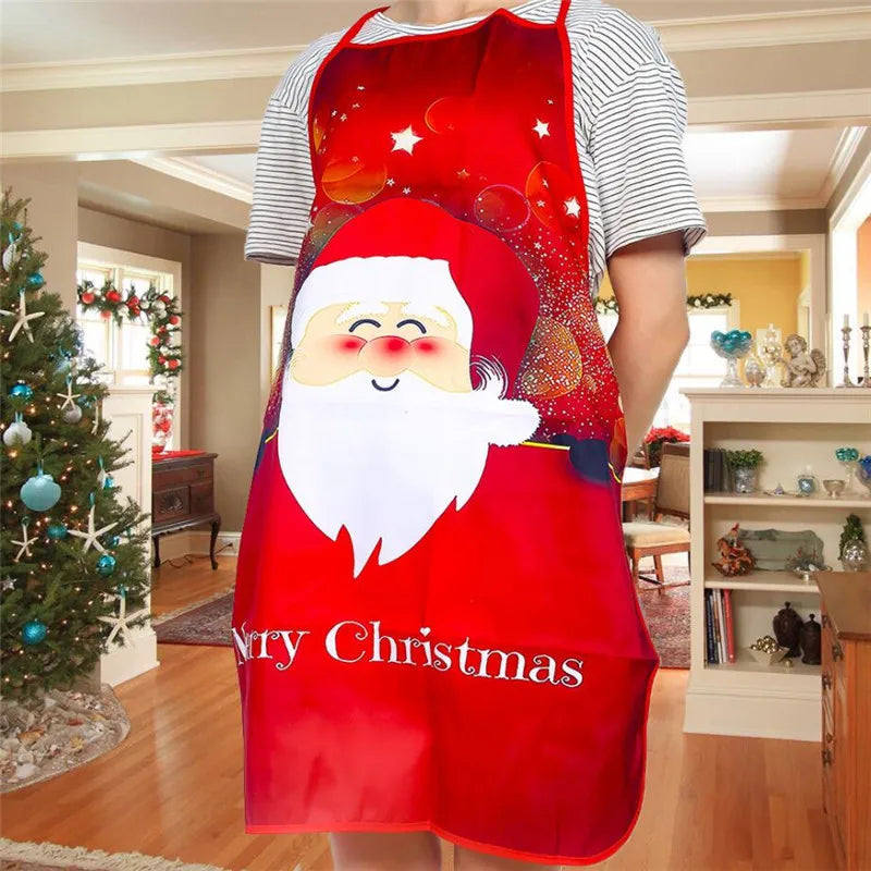 Aprons Sleeveless Dirt-proof Fabric Printed Halter Straps Christmas Apron Household Kitchen Cleaning Accessories Peaceful Pleasures Health and Wellness