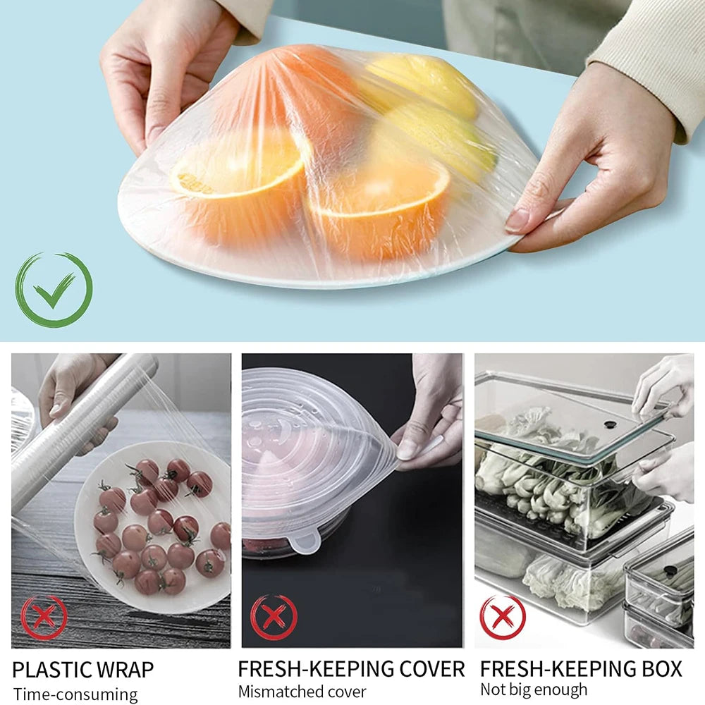 Elastic Stretch Bowl Covers & Food Covers – Reusable Plastic Wrap for Dishes (100, 200 or 300 Pack)