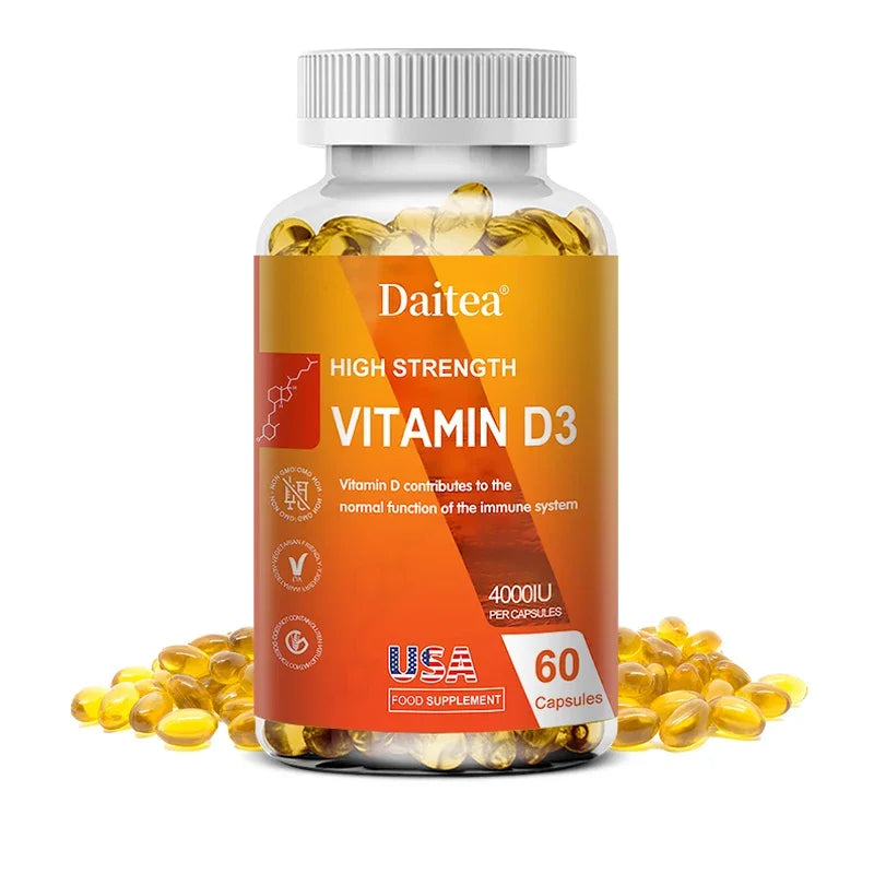 Vitamin D3 Capsules 4000IU Provide Immune, Bone Support, Promote Calcium Absorption, Promotes Muscle Health, Nervous System Peaceful Pleasures Health and Wellness 60 count-1 bottle
