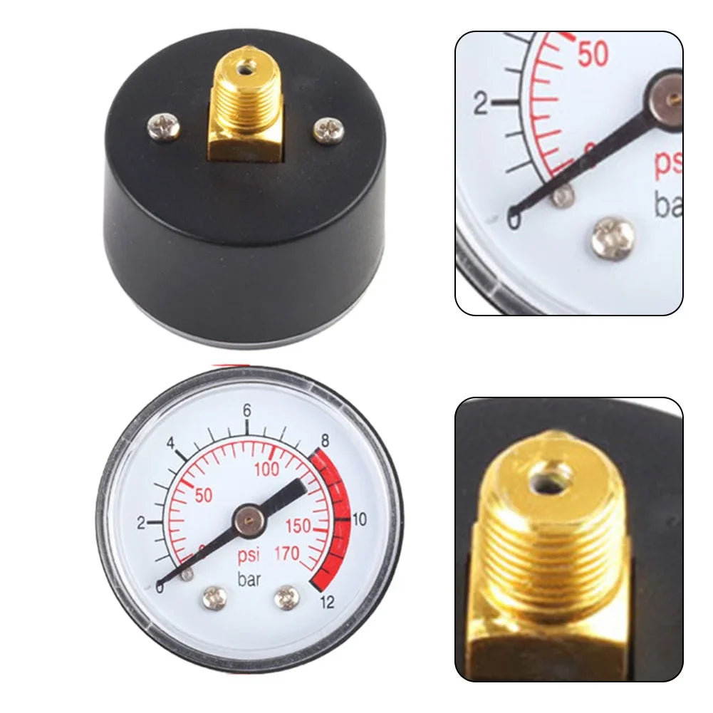 Air Compressor Pressure Gauge 0–170 PSI / 0–12 Bar Dial