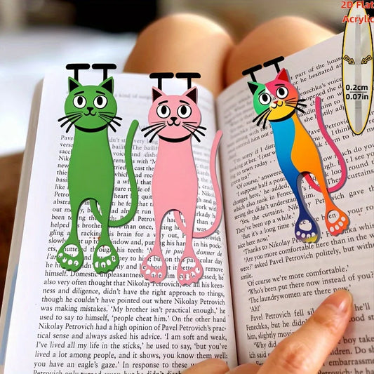 Acrylic Cat Bookmark Set of 3 | Colorful Cat Page Markers Novelty Bookmark Set Peaceful Pleasures Health and Wellness
