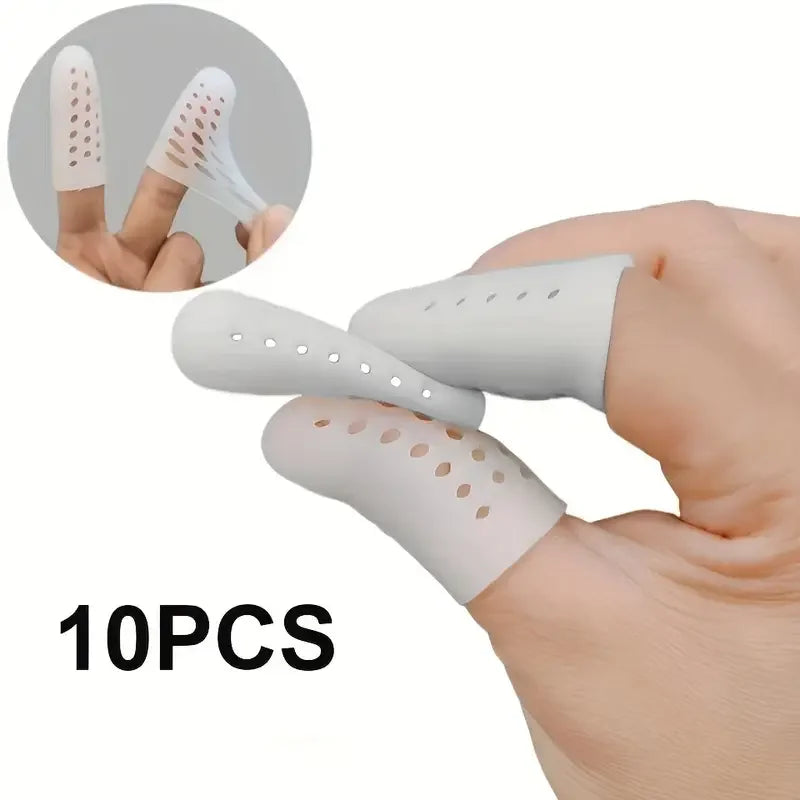 10pcs Finger Protector With Holes Anti Wear Protective Gear Silicone Toe Protection Cover,Breathable, Soft Finger Protector Peaceful Pleasures Health and Wellness