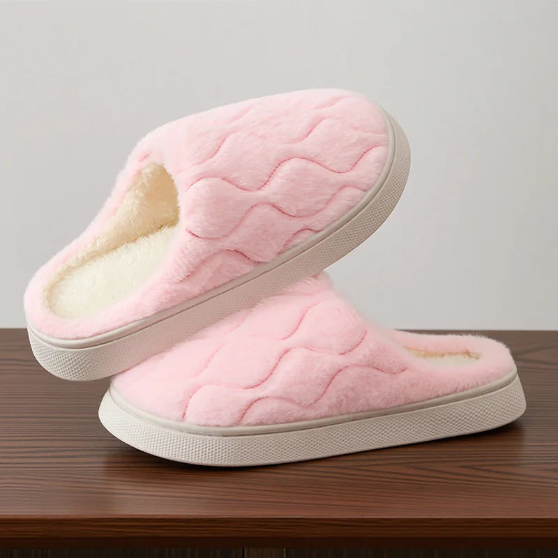 Women's Fluffy Plush Slippers – Warm Thick Sole Indoor House Shoes
