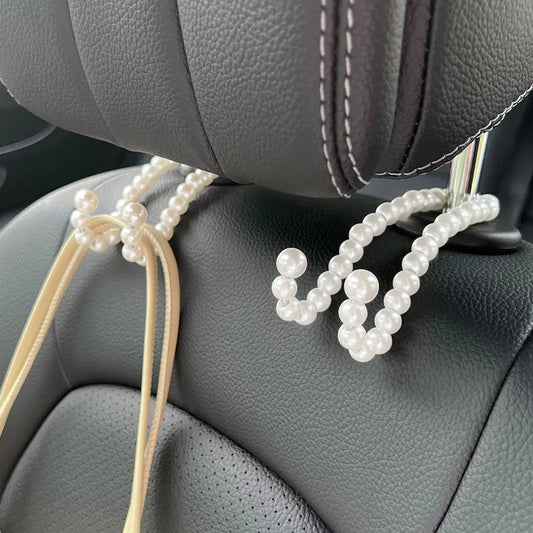 Creative Stylish Pearl Car Seat Hook Elegant Backrest Organizer Multifunctional Car Mounted Hook Women Car Decor Accessories Peaceful Pleasures Health and Wellness