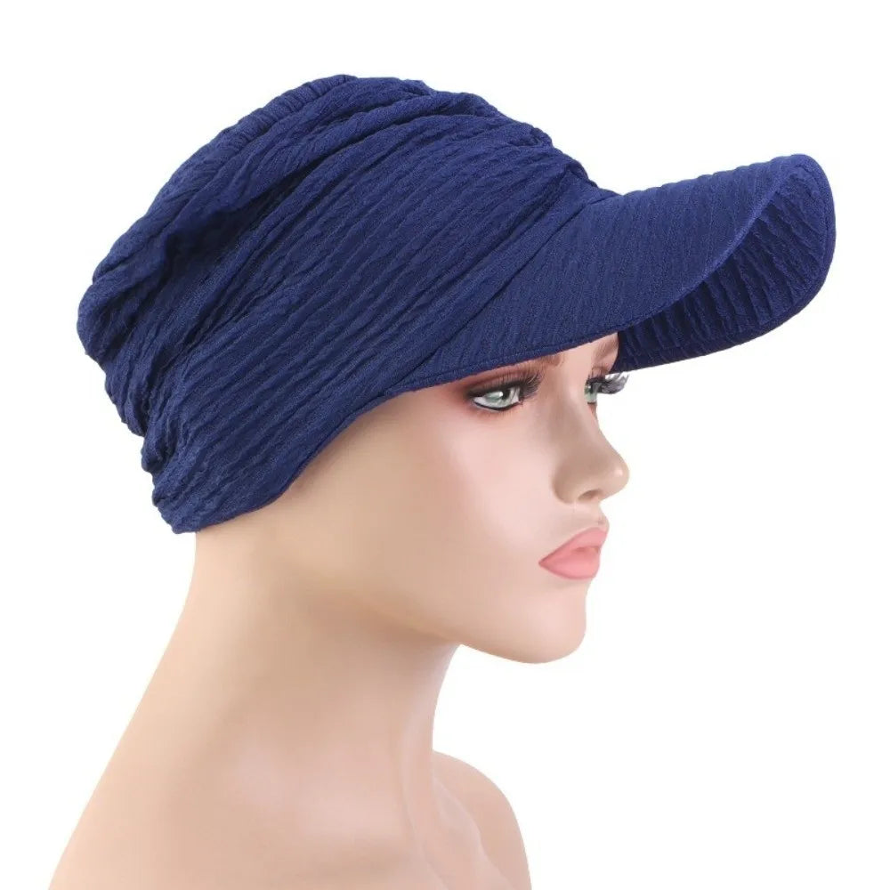 Women's Wide Brim Sun Hat Headwrap – Solid Color Cap