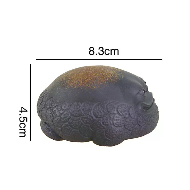 Handmade Three-Legged Toad Purple Clay Tea Pet Figurine