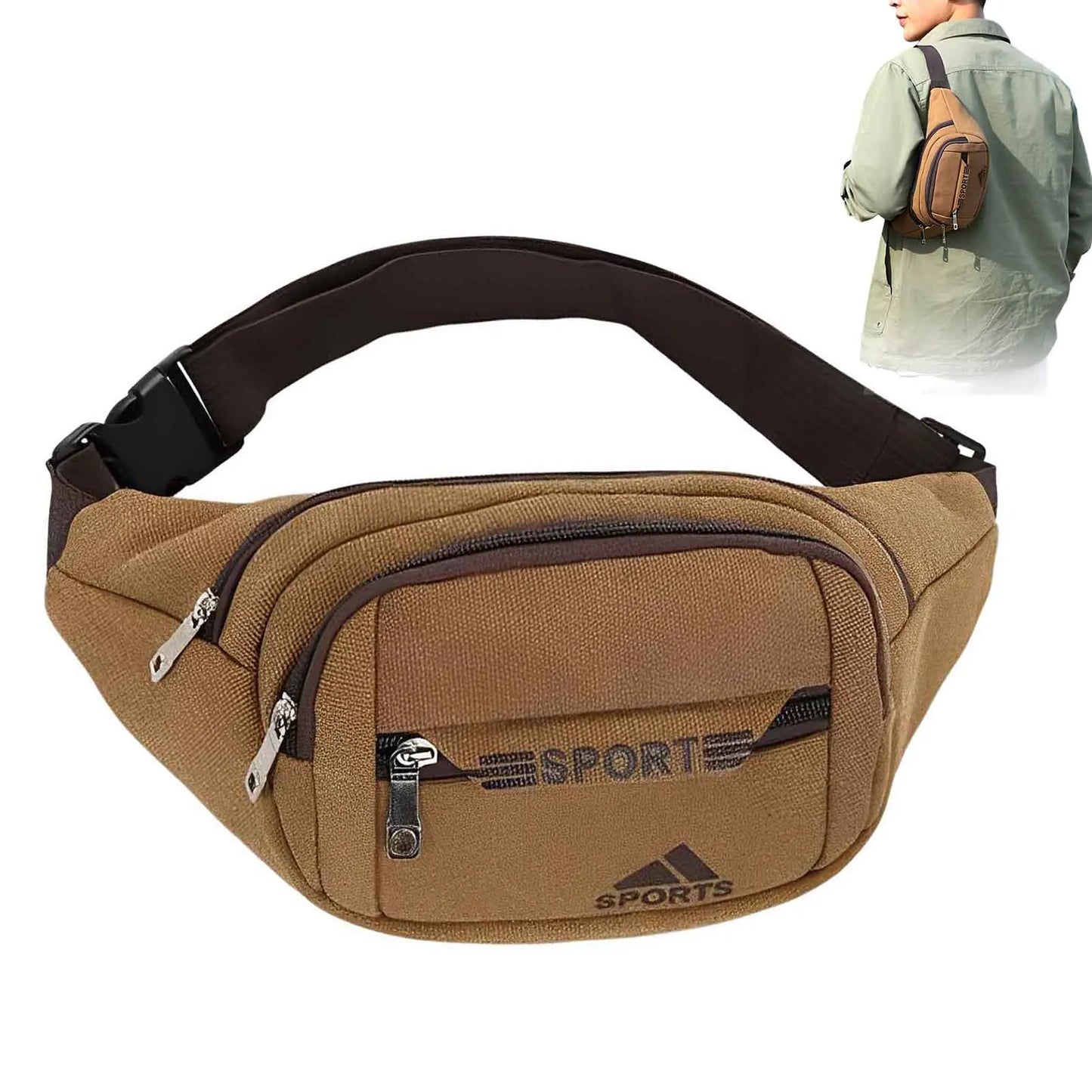 Men's Multifunctional Chest Bag with Adjustable Strap Outdoor Waist Bag for Shopping Camping Walking Peaceful Pleasures Health and Wellness B