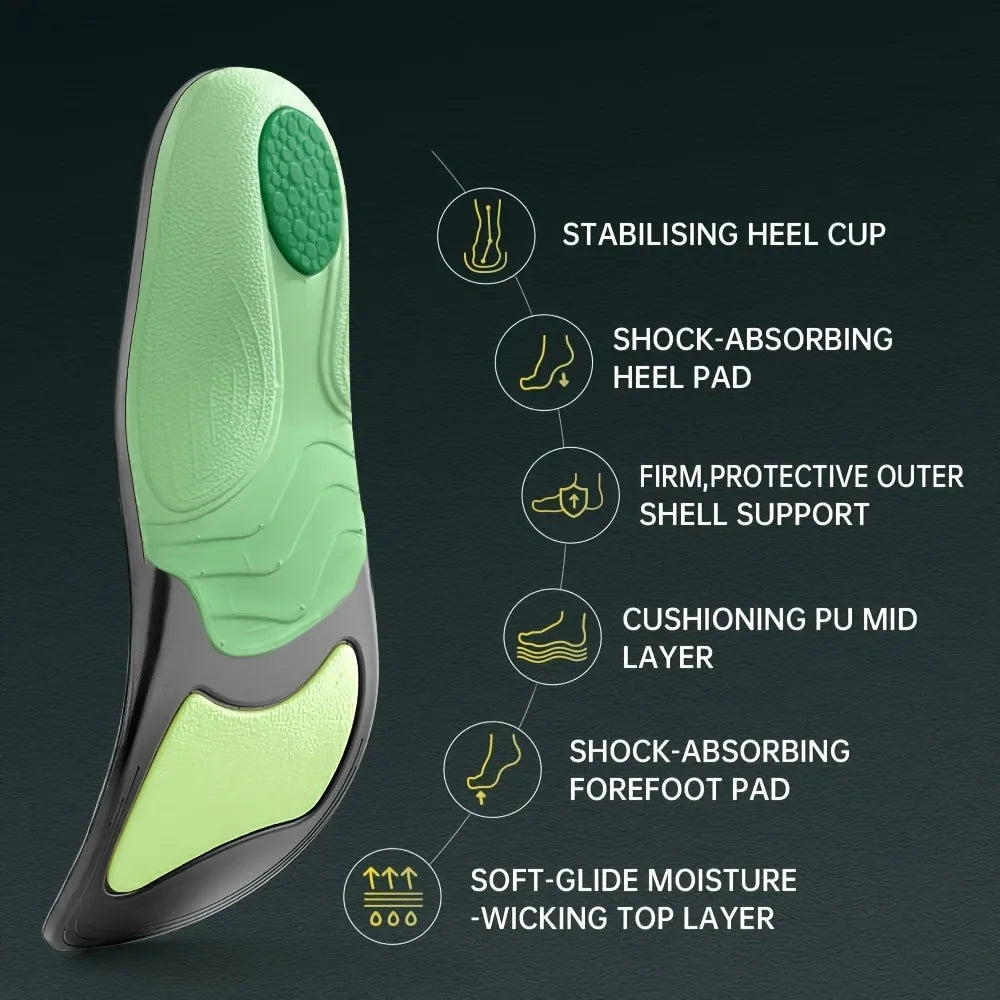 Orthopedic Sports Insoles for Men & Women - Arch Support Shoe Pads, Breathable Military Training Insoles for Flat Feet, Running Peaceful Pleasures Health and Wellness