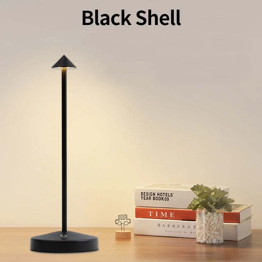Rechargeable Table LED Lamp Touch Sensor Night Desk Lamp for Restaurant Hotel Bar Bedroom 3 Color Temperatures Stepless Dimming Peaceful Pleasures Health and Wellness Black