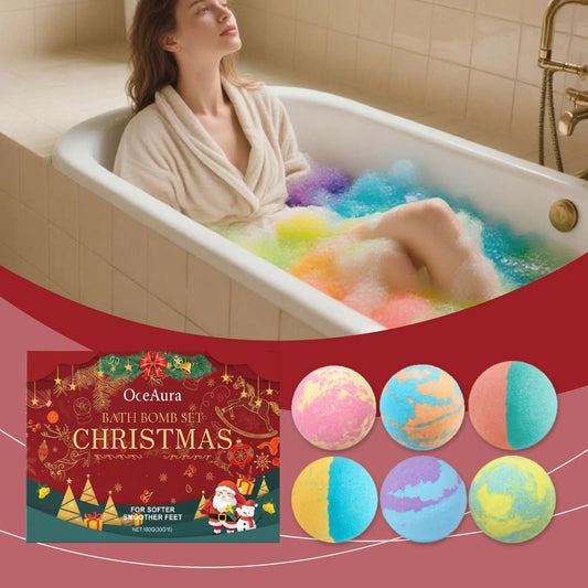 OceAura Christmas Bath Bomb Gift Set | 6 Handmade Fizzy Bombs Bath Bomb Gift Set Oasis Select
