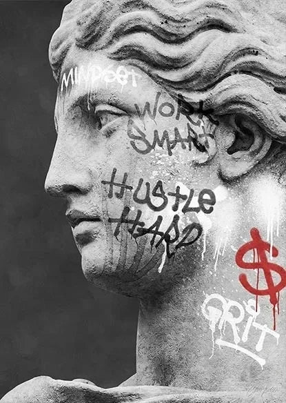 Statue of David Graffiti Art Canvas Print | Street Wall Art
