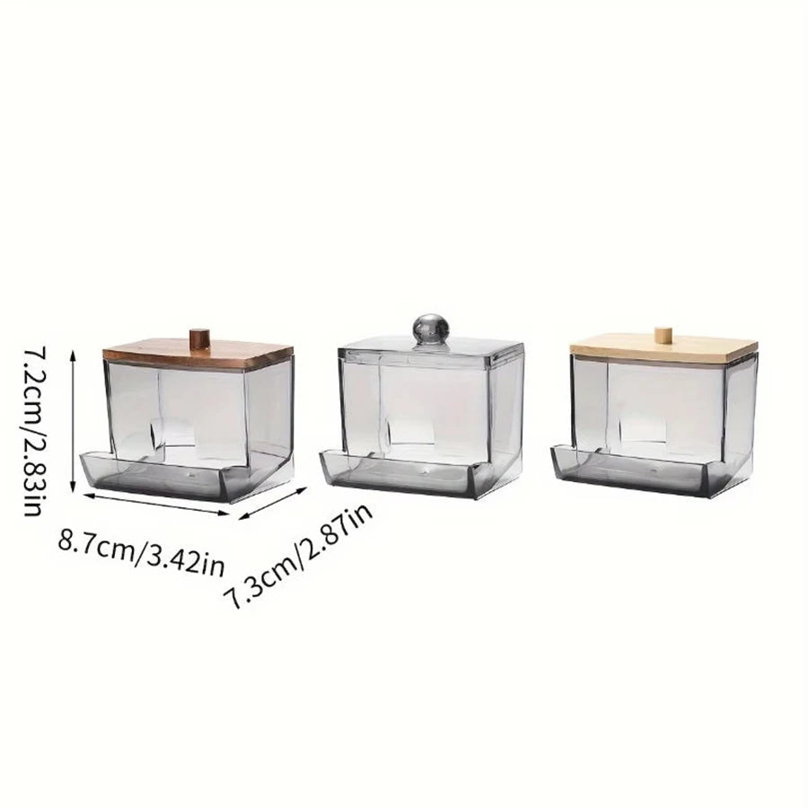 Clear Q-tip Holder & Cotton Ball Dispenser – 10oz Apothecary Jar Bathroom Organizer