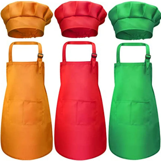 Children Chef Apron Front Pocket Bib Boys Girls Apron Kitchen Craft Kid Apron Painting Cooking Baby Pinafore Sets Children apron Peaceful Pleasures Health and Wellness