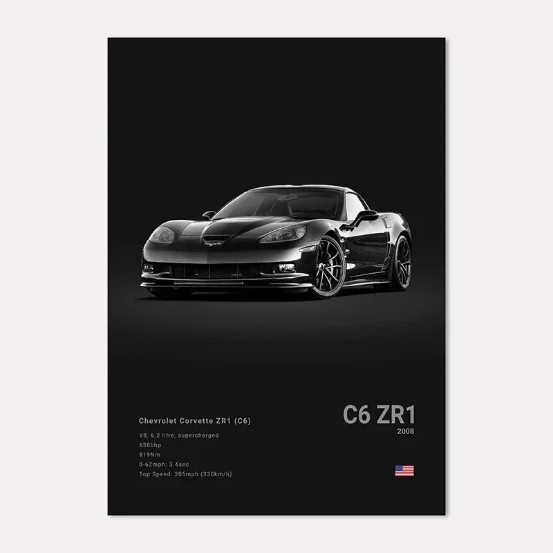 Famous Cars GT Canvas Wall Art Print Poster – Unframed Decor