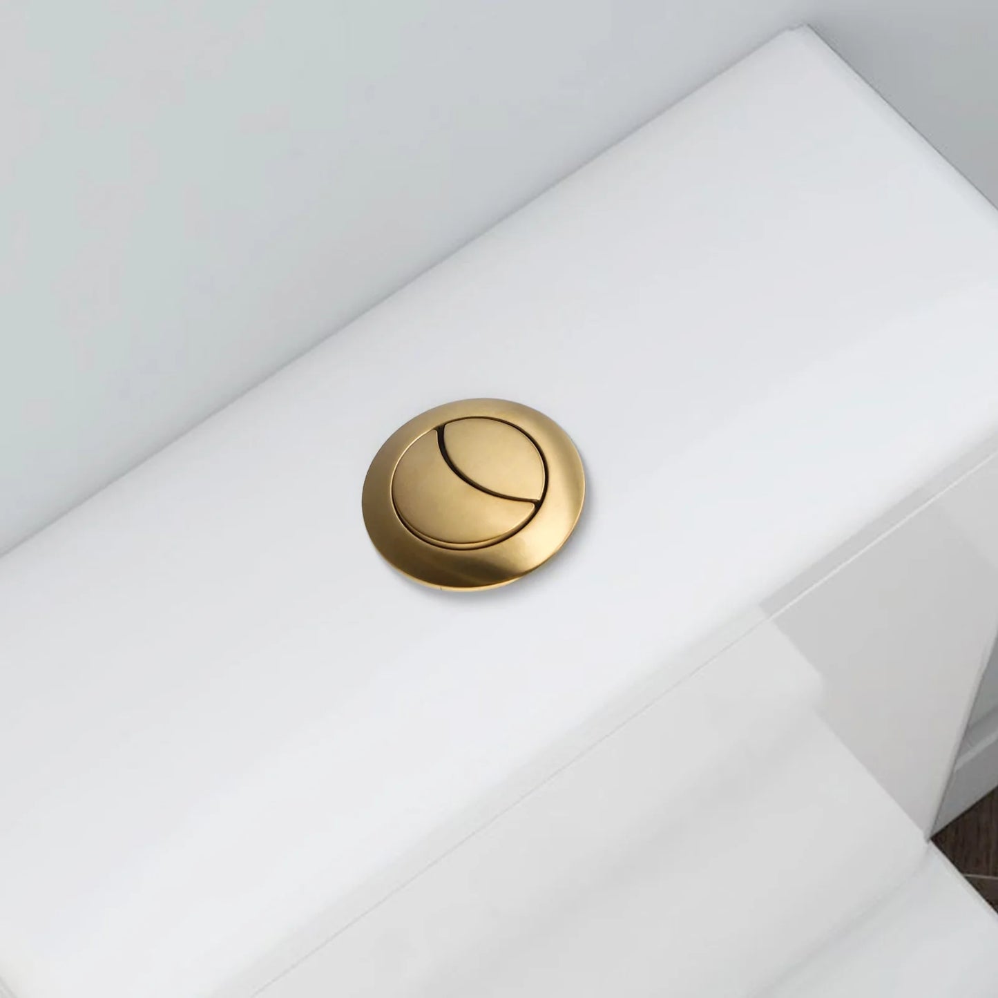 ABS Toilet Tank Round Stem Button Brushed Gold Close Coupled Flush
