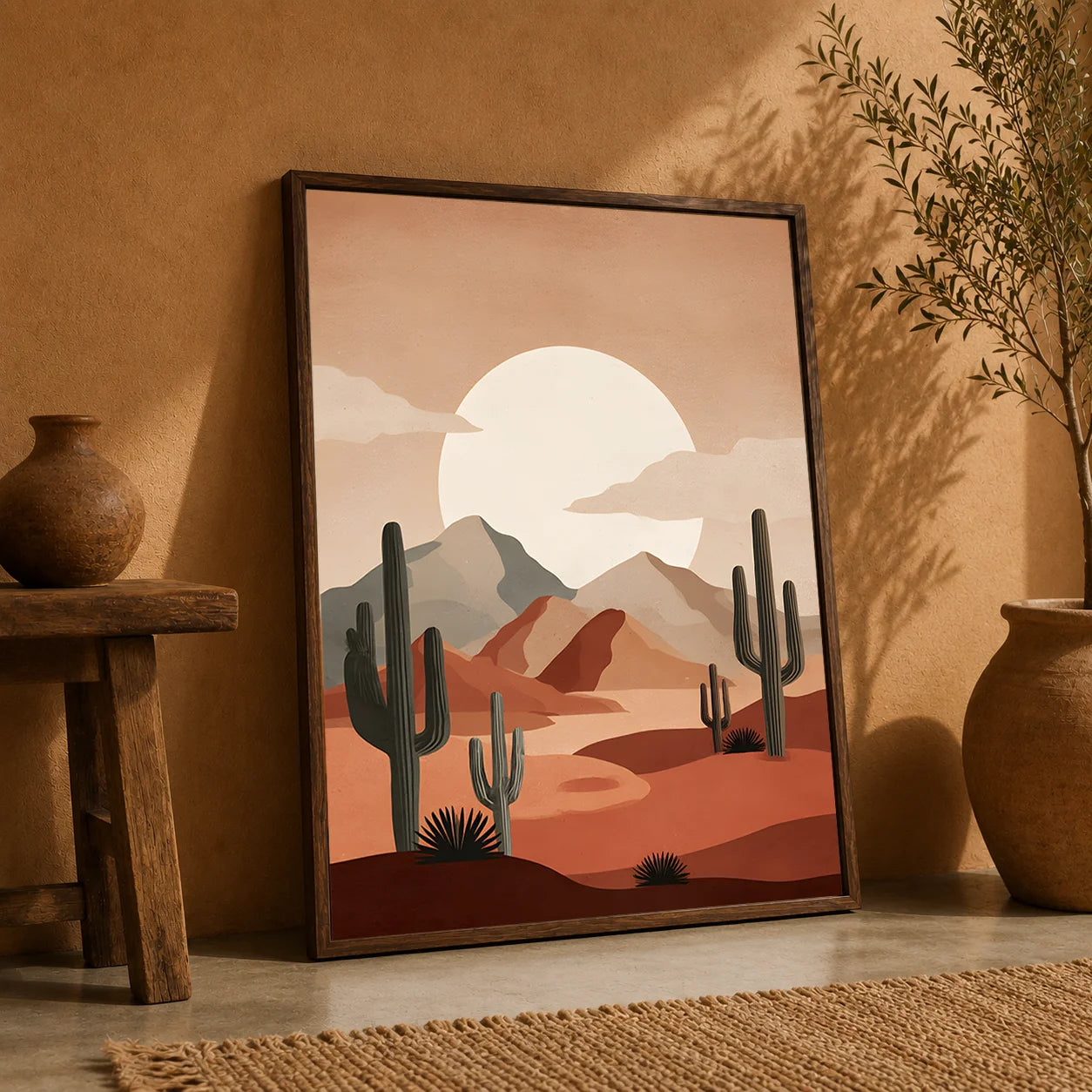 Boho Cactus Desert Sunset Canvas Wall Art Print | Unframed Canvas Wall Art Print Peaceful Pleasures Health and Wellness