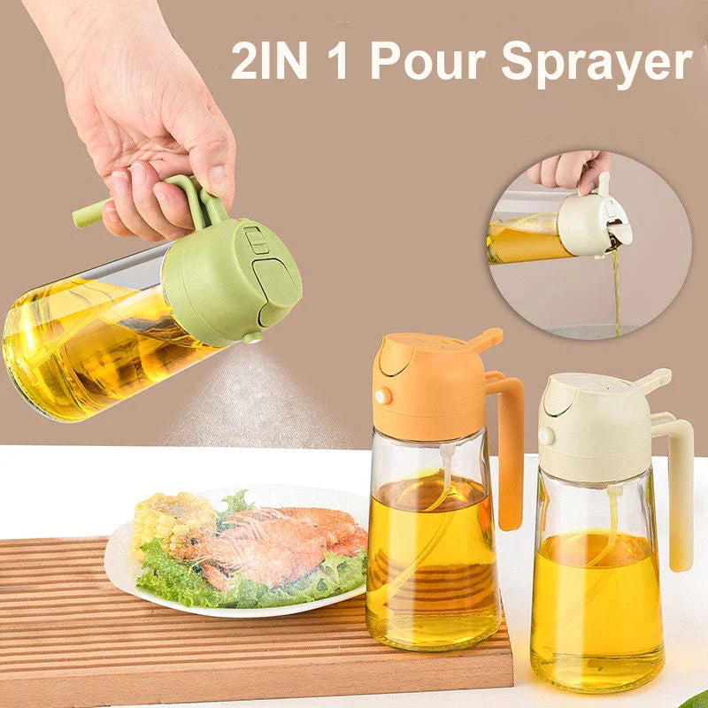 2-in-1 Oil Spray Bottle & Dispenser | 500ml Kitchen Sprayer