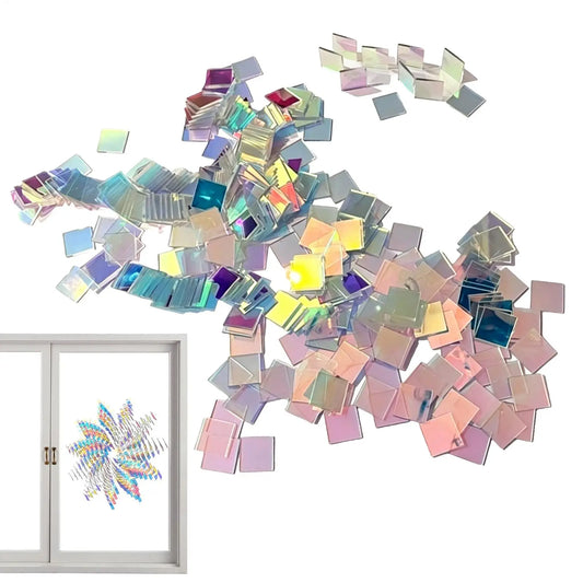 Rainbow Holographic Acrylic Squares 100Pcs | DIY Craft Tiles Acrylic Craft Tiles Peaceful Pleasures Health and Wellness