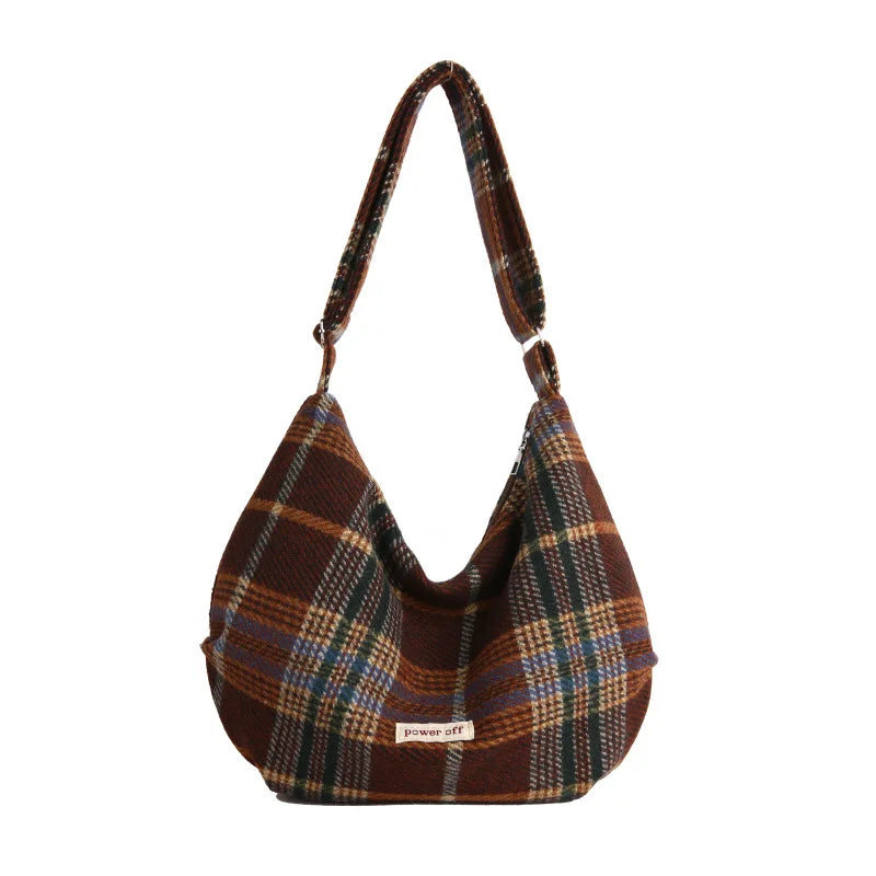 New Style Strap Versatile Vintage Wool Crossbody Bags Casual Minimalist Large Capacity Dumpling Handbag Shoulder Bags Versatile Peaceful Pleasures Health and Wellness Brown