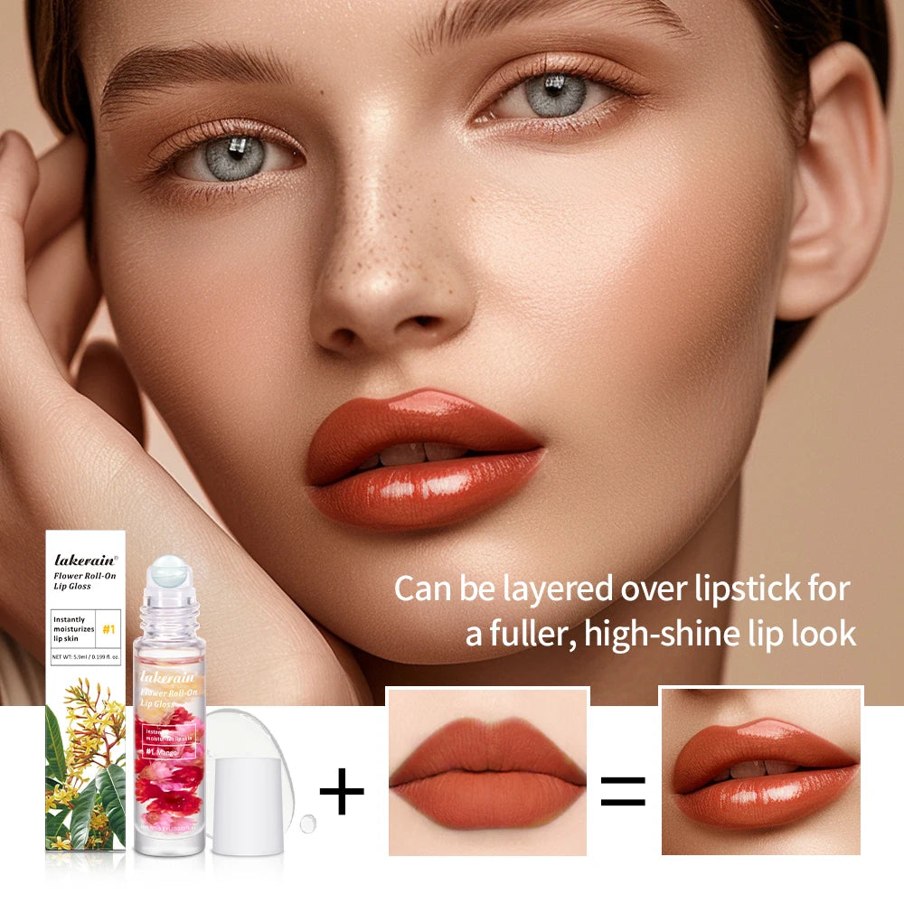 Lip Oil Gloss Blossom Scented Roll on Lip Gloss Infused with Real Flowers Mango Watermelon Strawberry Peaceful Pleasures Health and Wellness