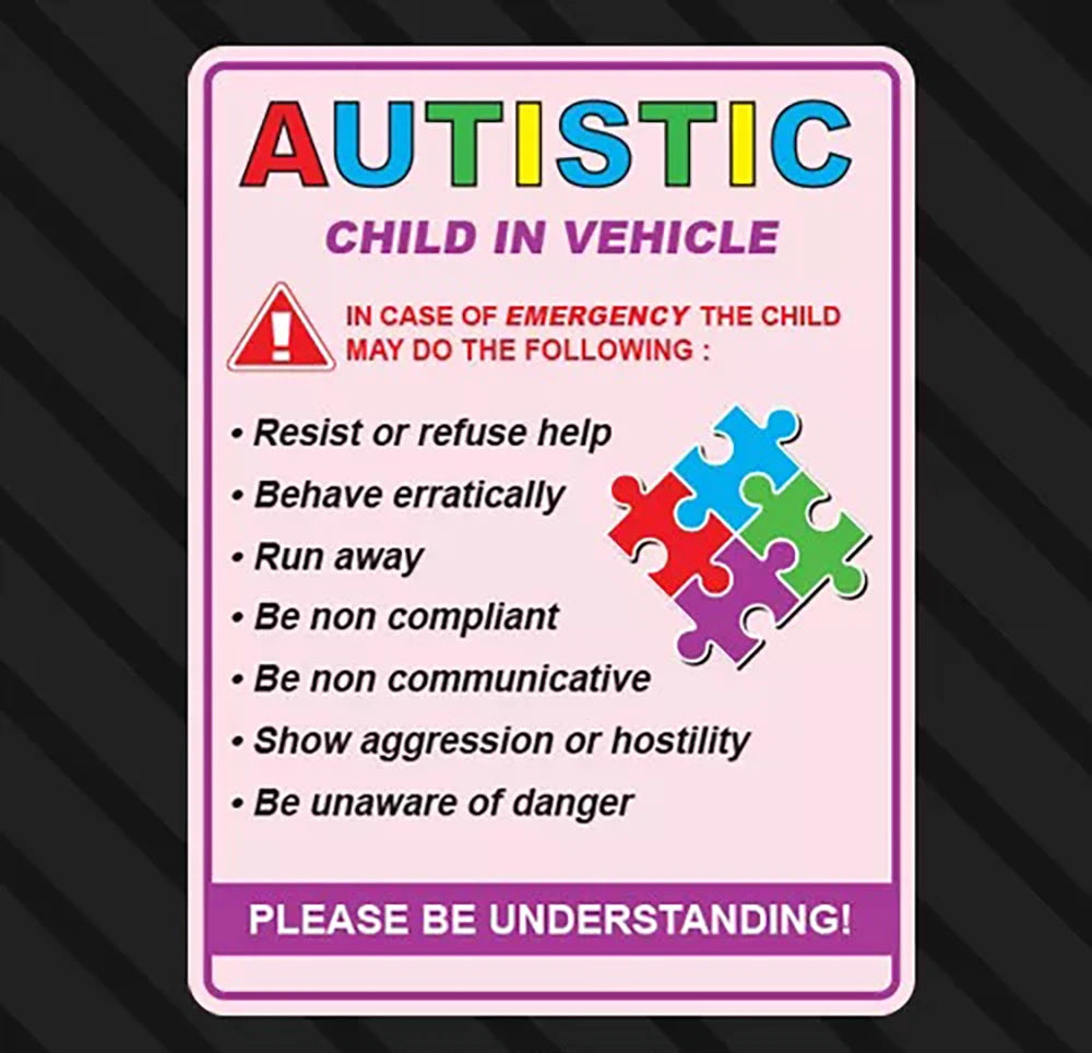 2Pack Autistic child in vehicle sticker decal autism awareness car truck window safety pink3.75x5inch Peaceful Pleasures Health and Wellness