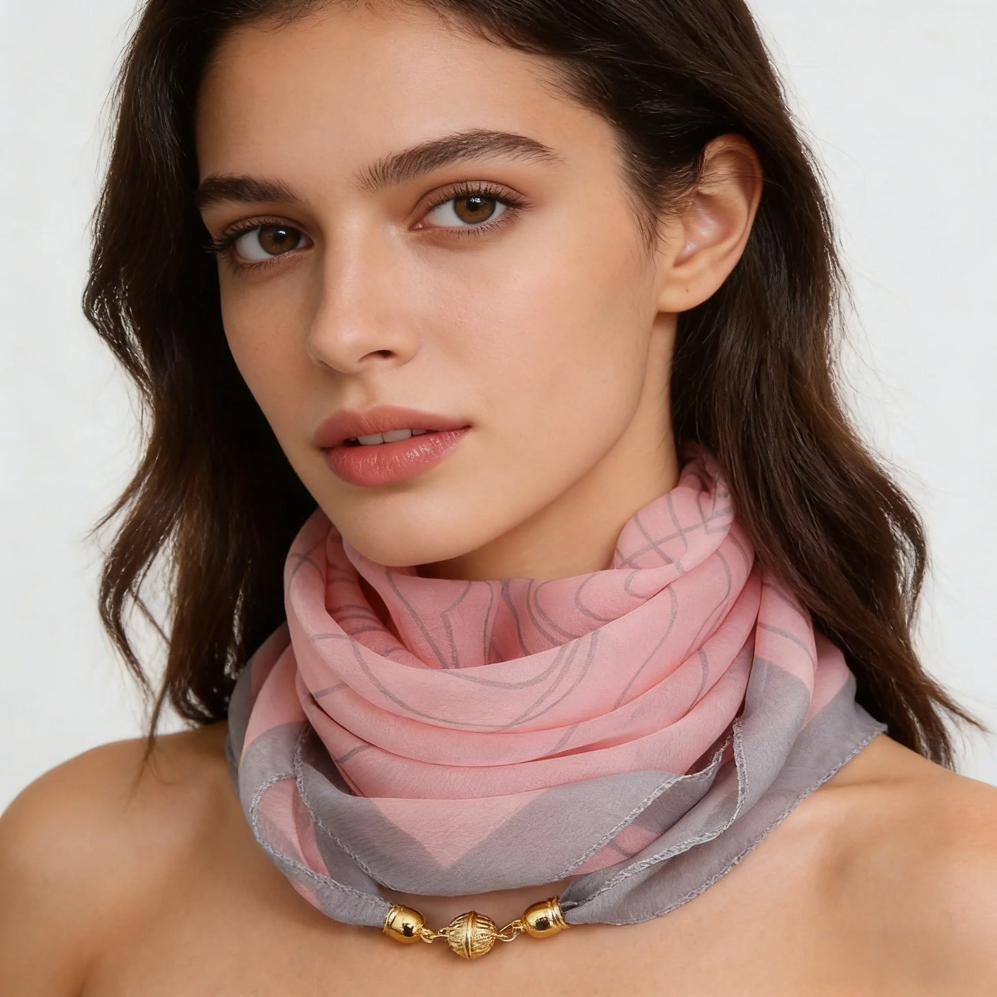 Women's Lightweight Printed Magnetic Clasp Scarf | All-Season