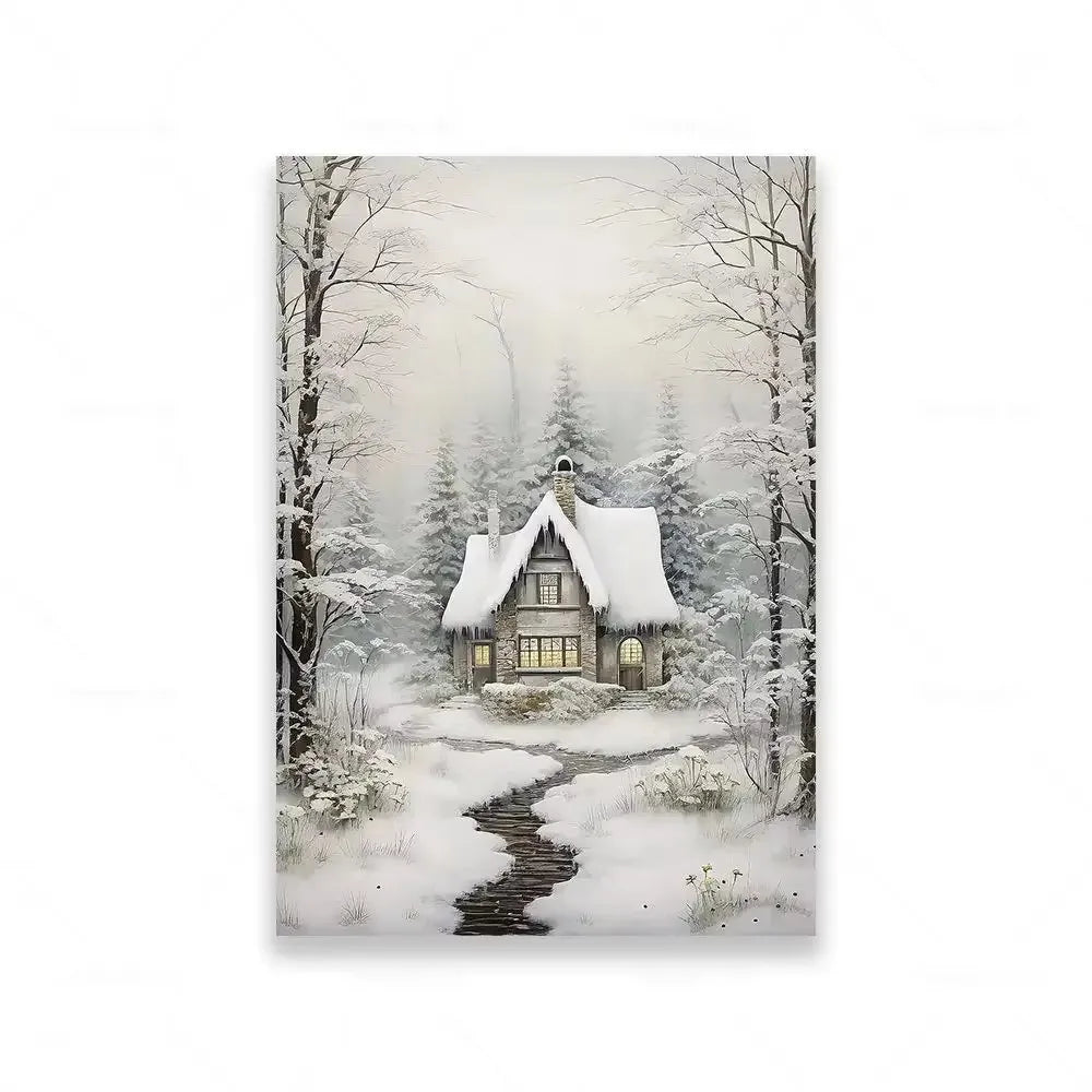Modern Minimalist Farmhouse Elk Snowman HD Canvas Wall Art Holiday Vibes Poster for Bedroom Living Room Decor Peaceful Pleasures Health and Wellness ZLH5452 50x70cm No Frame