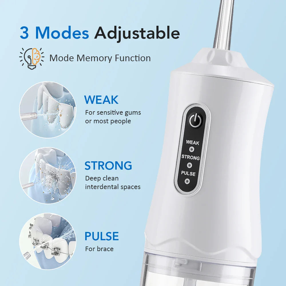 Portable Water Flosser – 3 Modes, 220ml Tank, 360° Nozzle