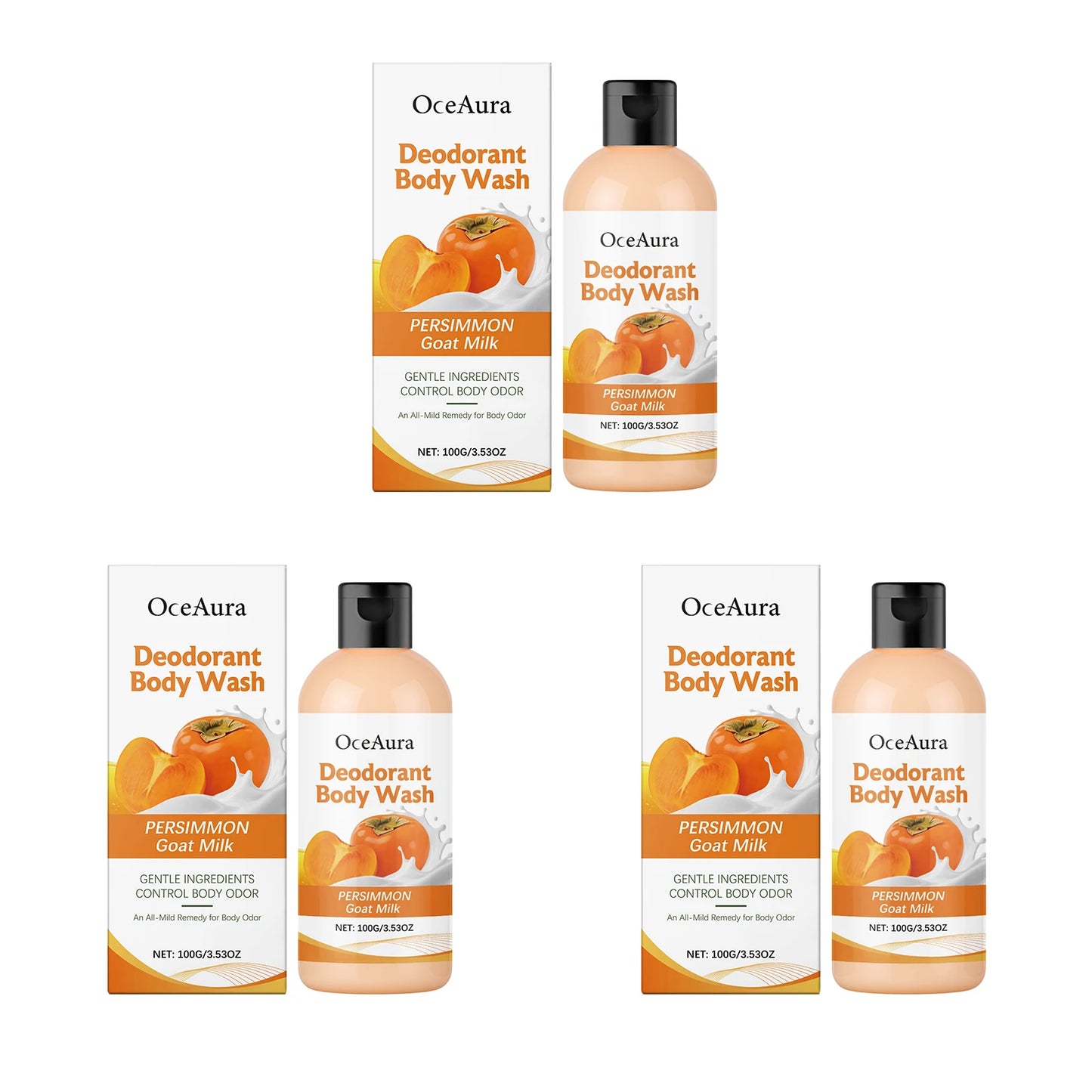 Persimmon Hydrating Body Wash Gentle Cleansing Smoothing Exfoliating Brightening Remove Body Odor Glowing Refreshing Shower Gel Peaceful Pleasures Health and Wellness 300g boxed Moisturizing