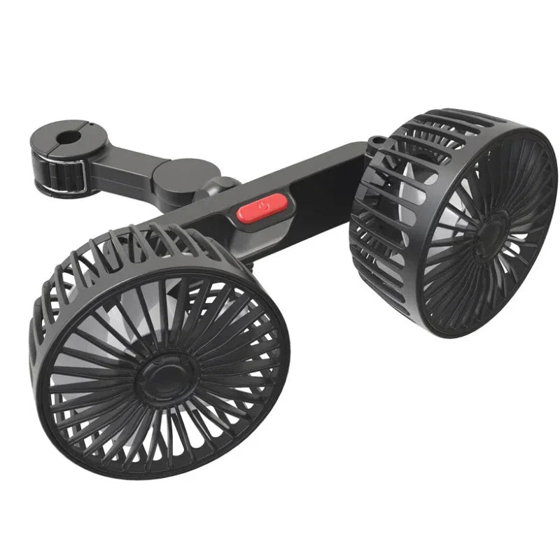 Car Seat Back Cooling Fan – 3-Speed USB Dual Head 360° Rotation
