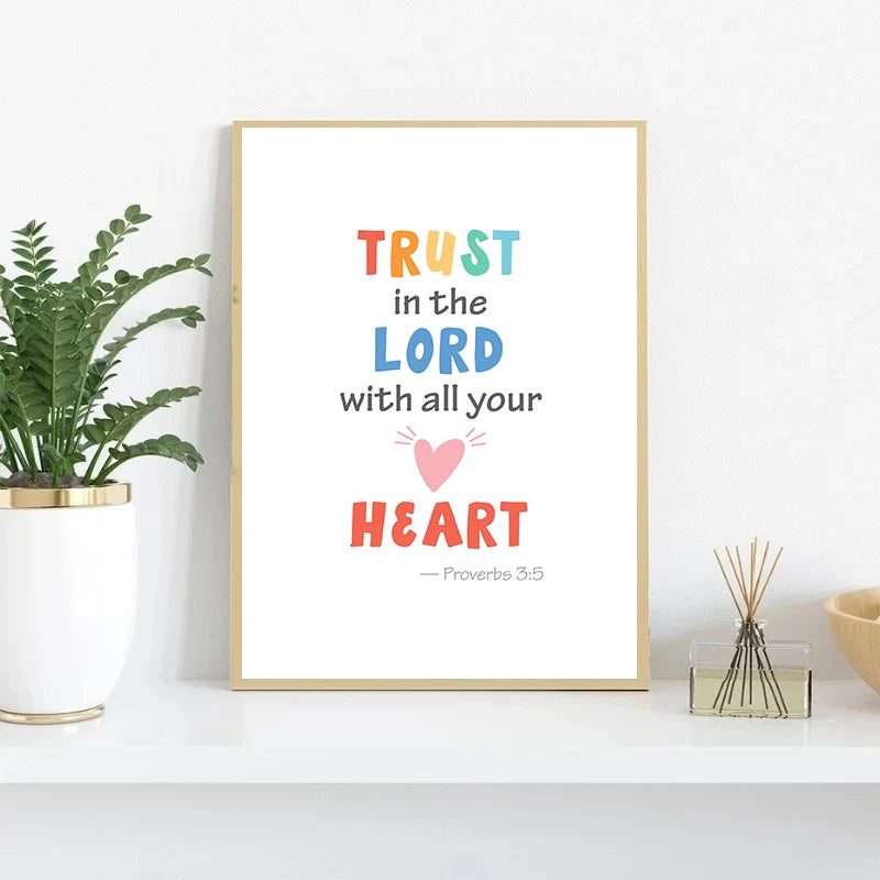 Kids Bible Verse Scripture Posters Prints Canvas Painting Christian Education Wall Art Picture Church Sunday School Home Decor Peaceful Pleasures Health and Wellness
