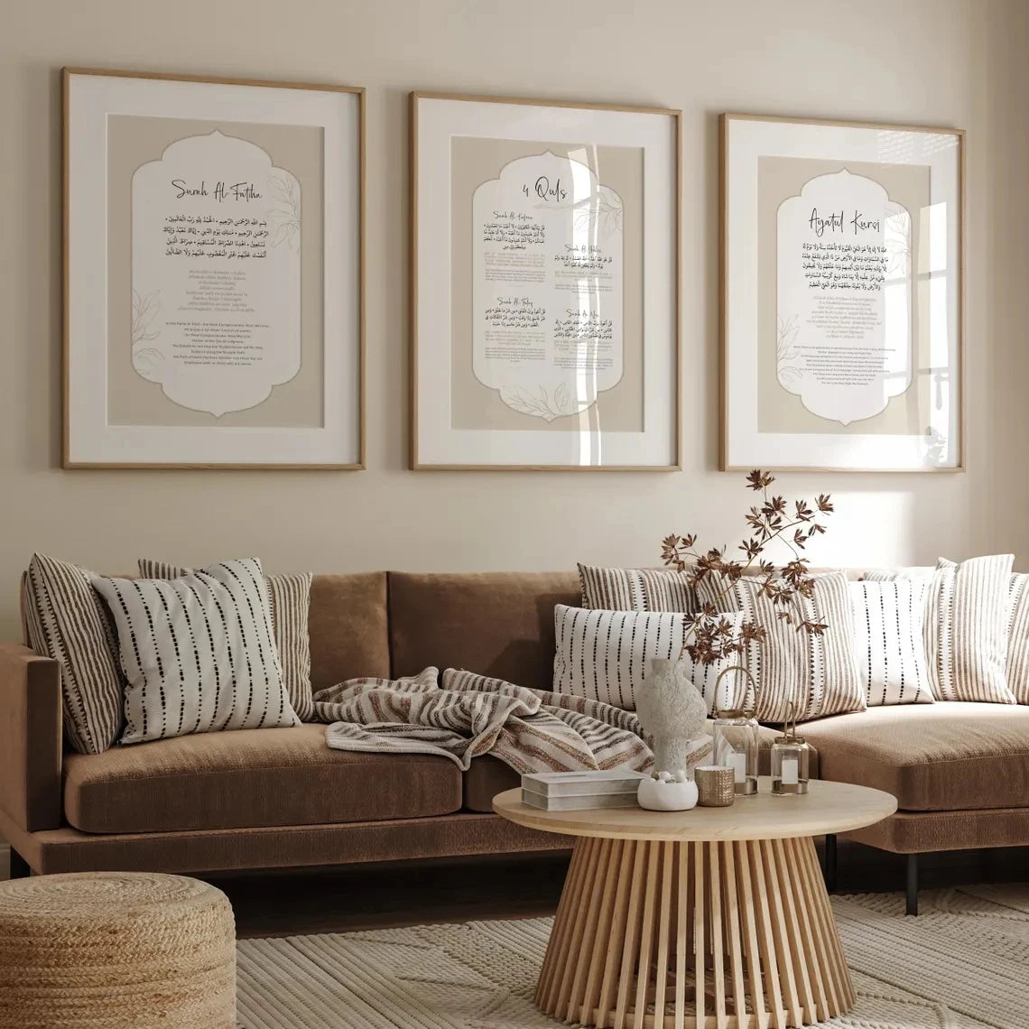 Modern Quran Verse Ayatul Kursi 4 Quls Surah Al Fatiha Wall Art Print Canvas Painting Poster Picture For Living Room Home Decor Peaceful Pleasures Health and Wellness G4094-3pcs 30x40cm Unframed