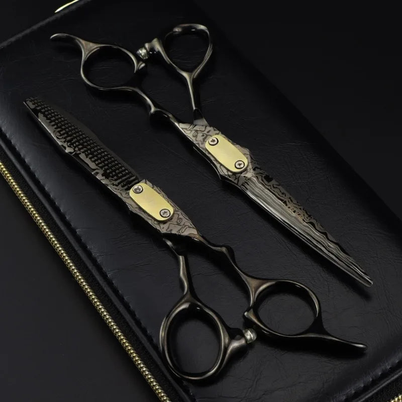 Professional Japan 440c Steel 6 Inch Hair Cutting Scissors Haircut Thinning Barber Cut Shears Hairdressing Scissors Peaceful Pleasures Health and Wellness