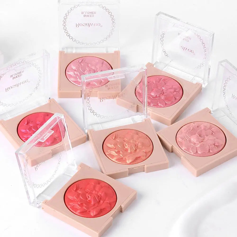 Embossed Shimmer Blush Palette – Pearlescent Baked Powder Highlighter