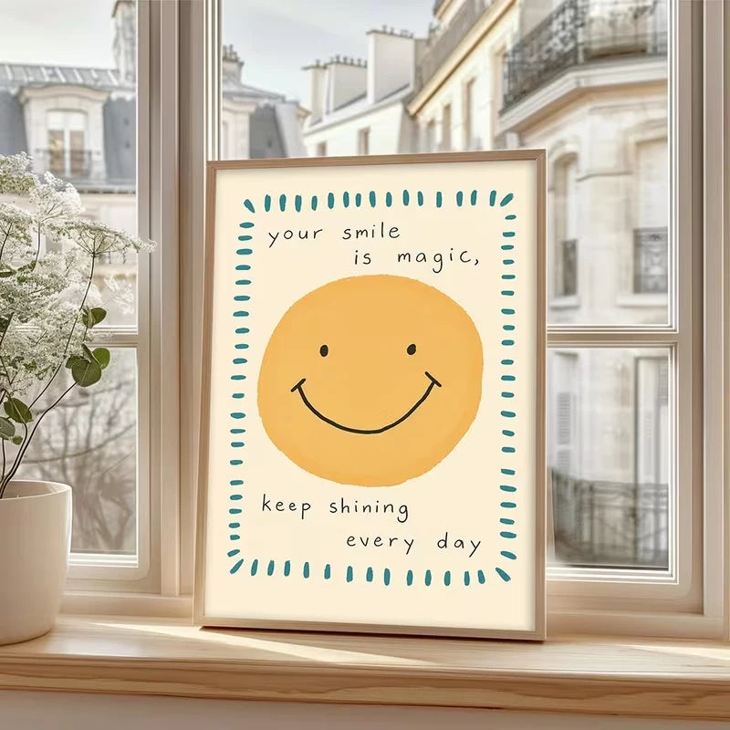 Cheerful Sun Uplifting Quote Canvas Wall Art Print | Home Decor