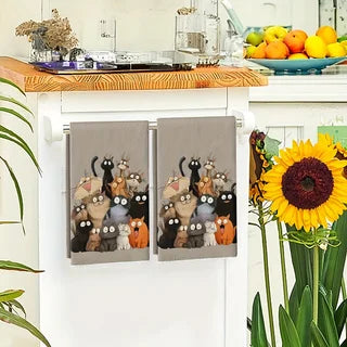 Cat Kitchen Towels 2-Pack | Dish Towels, Gift for Cat Lovers